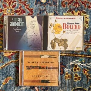 Mix of 3 music CDs-Sondheim, classical featuring Bolero & native Amer melodies